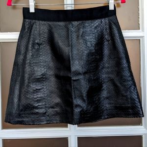 Black snake faux leather skirt